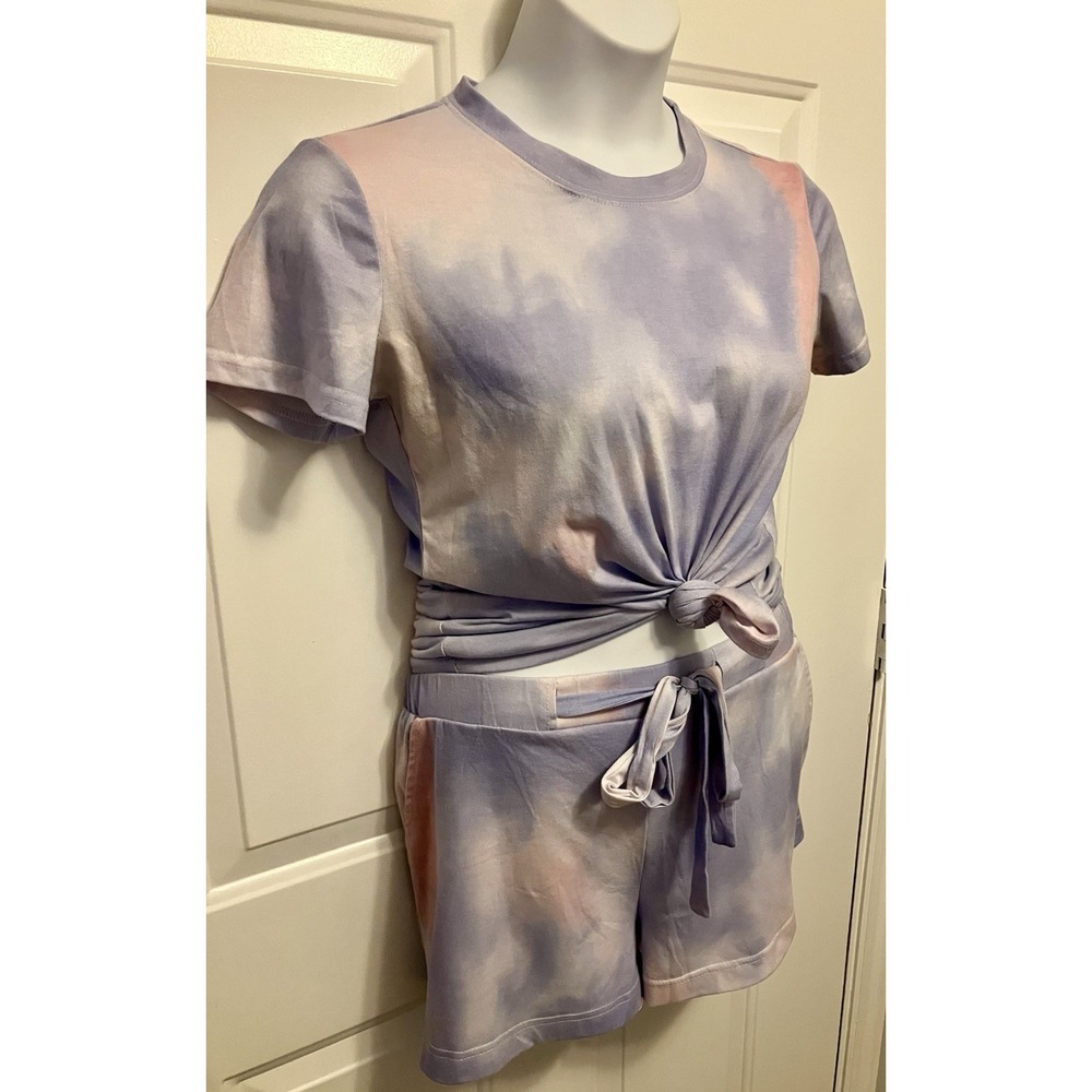 Love + Harmony 2 Pc Set Sz‎ Small Women's Purple Blue Pink Tie Dye Shorts Shirt - Picture 4 of 8